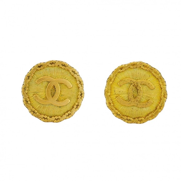 Chanel Coco Mark Circle Earrings, GP Plated Gold for Women - Picture 1 of 8